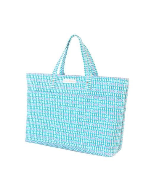Evelyn & Kate Blue Patterned Quilted Tote Bag
