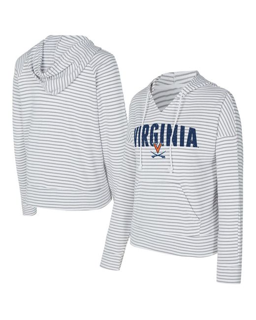 Concepts Sport Men's Blue White/gray Virginia Cavaliers French Terry Striped V-neck Pullover Hoodie
