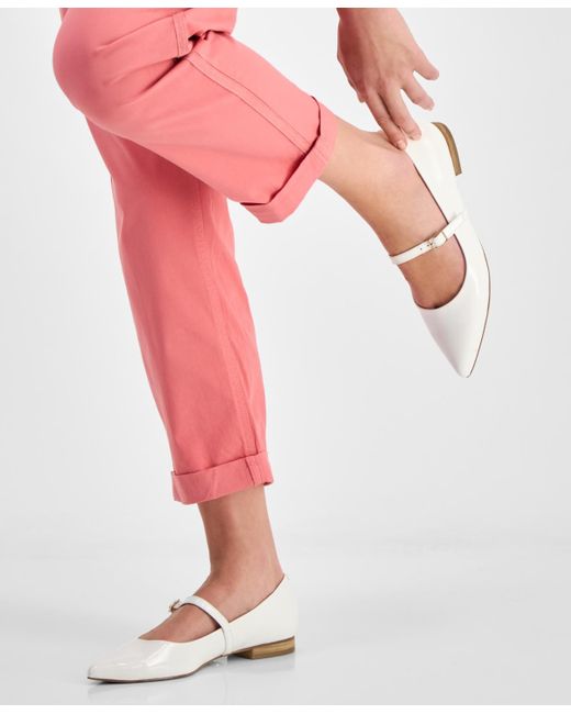 THINGS II COME White Kyra Luxurious Slip-on Mary Jane Pointed Toe Flats