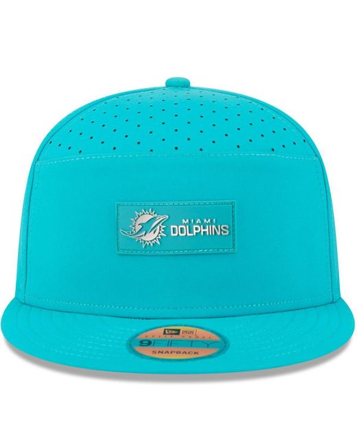 KTZ Blue Miami Dolphins 2025 Sideline Split Panel 9fifty Snapback Hat for men