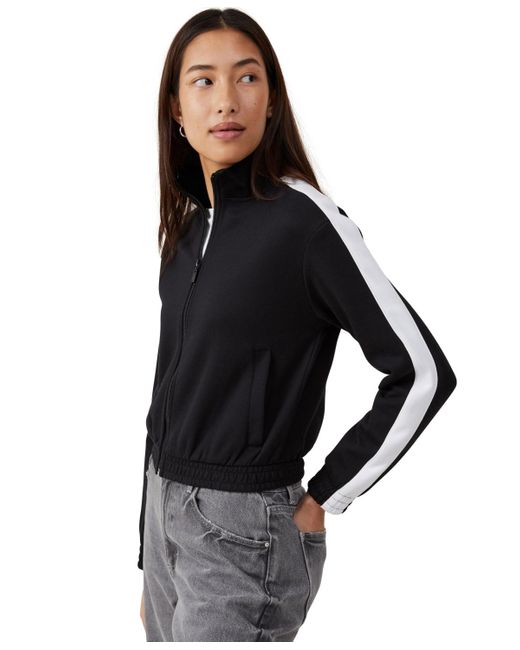 Cotton On Black Retro Sporty Cropped Zip Up