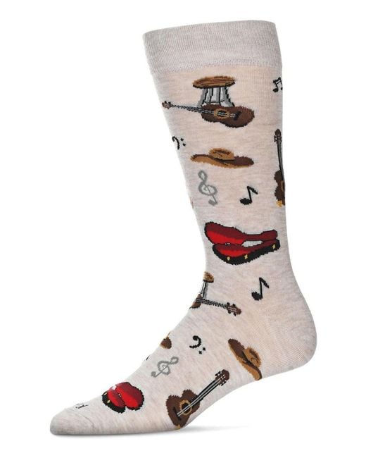 Memoi Gray Guitars Novelty Crew Socks for men