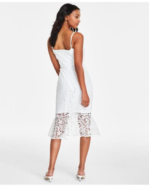 Siena Jewelry White Floral-lace V-neck Sleeveless Dress