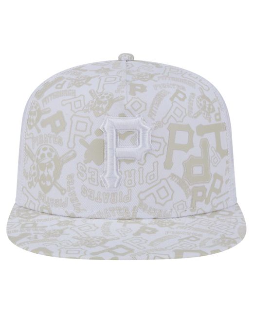KTZ White Pittsburgh Pirates Logo Dunes A-frame Trucker 9fifty Snapback Hat for men