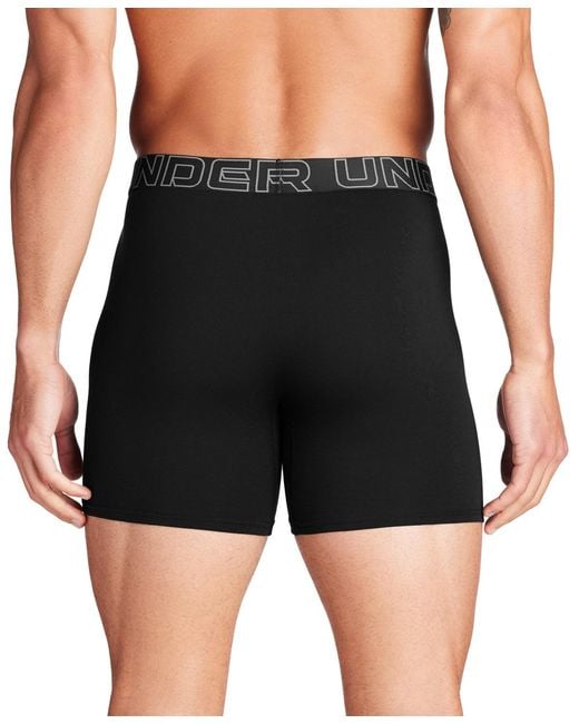 Under Armour Black 3-pack Cotton Performance Solid 6" Boxer Briefs for men