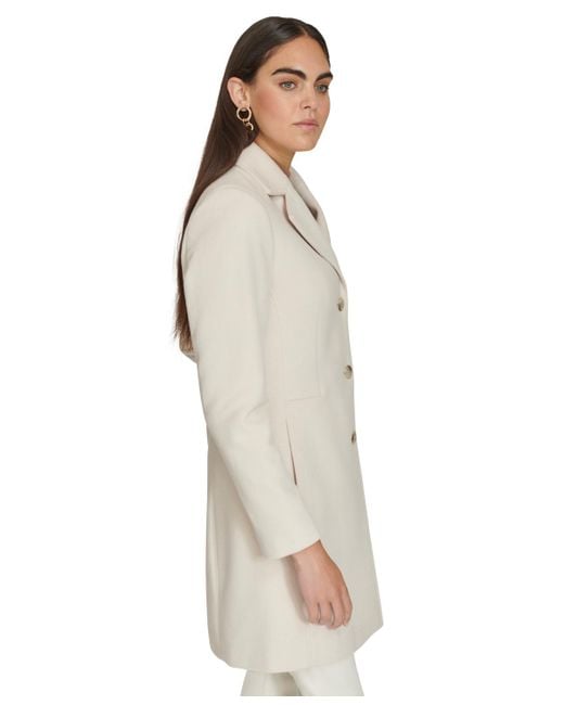 Calvin Klein White Single-breasted Wool Blend Coat