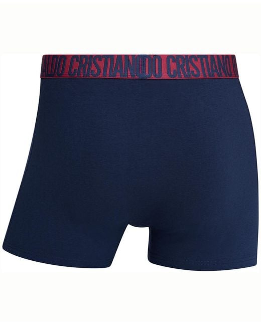 Cr7 Blue Cotton Blend Trunks for men