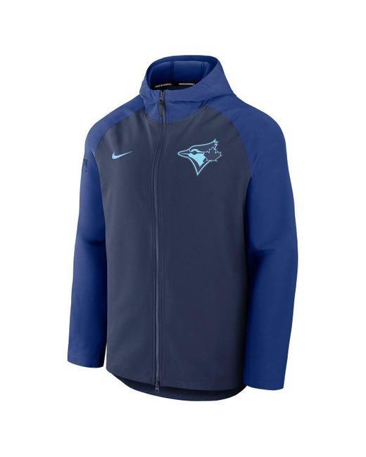 Nike Navy/royal Toronto Blue Jays Authentic Collection Raglan Performance Full-zip Jacket for men