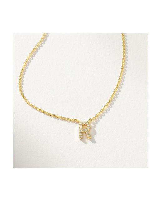 UNCOMMON JAMES White 14k Gold-plated Pave Initial Necklace