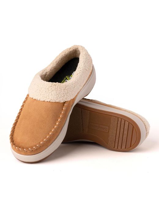 Dearfoams Natural Maple Moccasin Toe Clog House Shoe Slipper