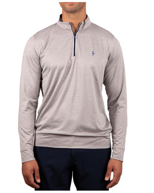Tailorbyrd Gray Solid Mesh Quarter Zip for men