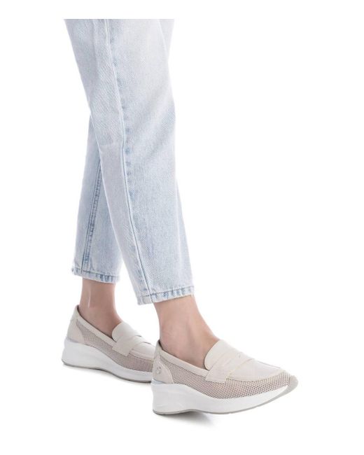 Xti White Mesh Loafers By