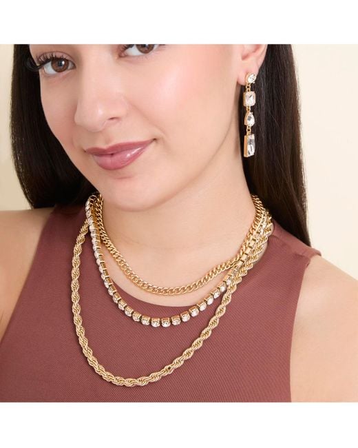 Jessica Simpson White 3-piece Twisted Chain Link Necklace Set