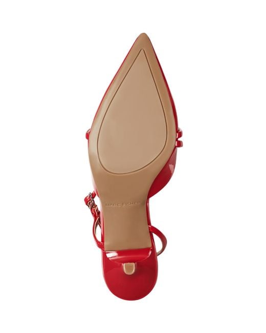 Marc Fisher Red Illie Strappy Kitten Heel Pumps