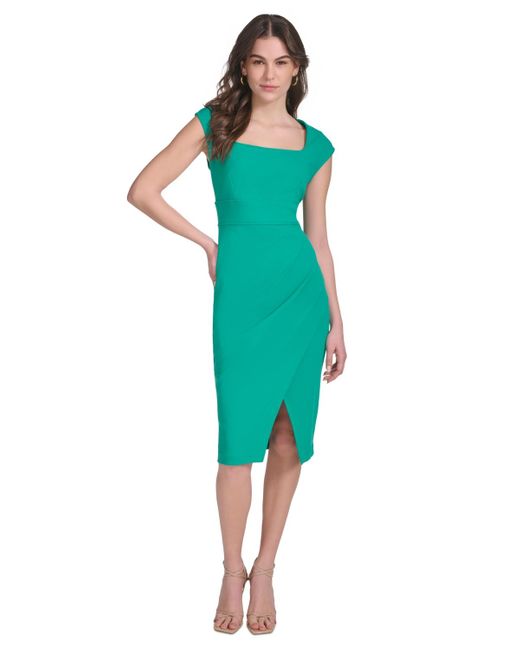Calvin Klein Green Ruched Sheath Dress