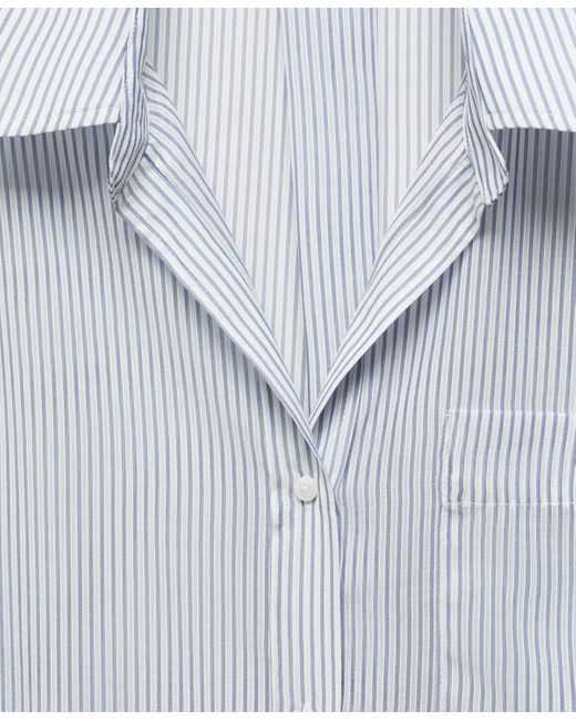 Mango Blue Pocket Striped Shirt