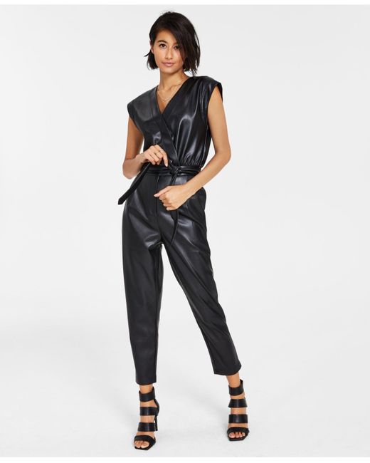 INC International Concepts White Faux-leather Jumpsuit, Created For Macy's