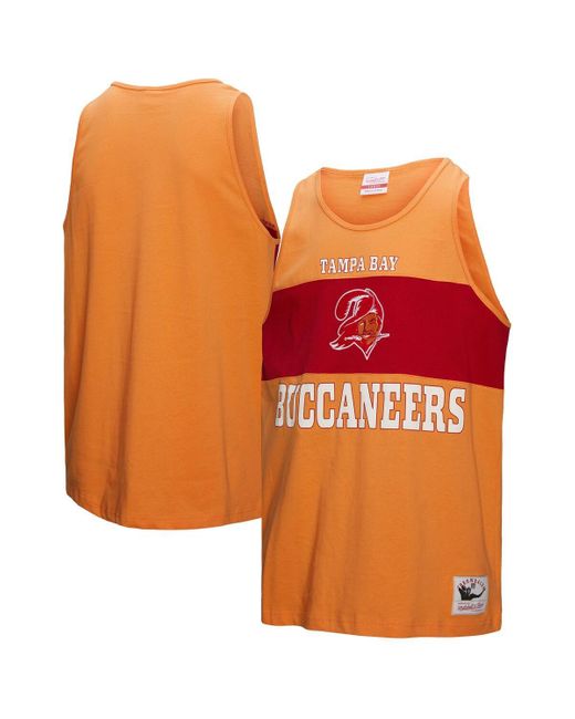 Mitchell & Ness Orange Tampa Bay Buccaneers Retro Color Block Tank Top for men