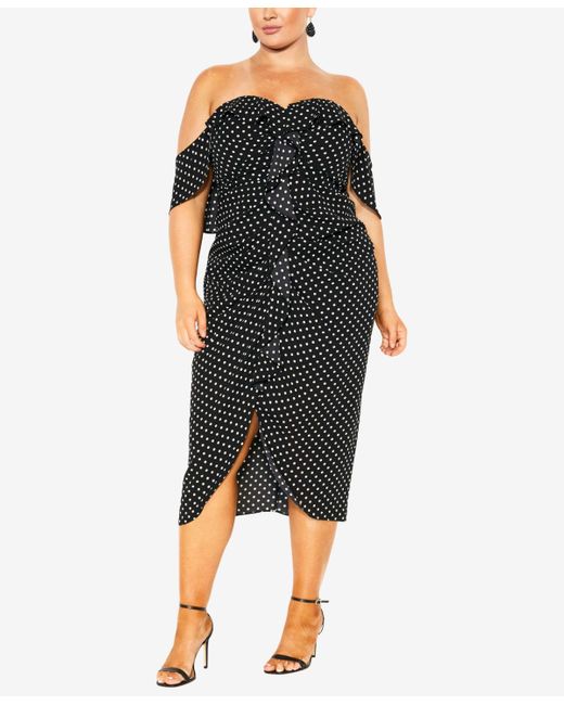 City Chic Black Trendy Plus Size Gina Spot Midi Dress