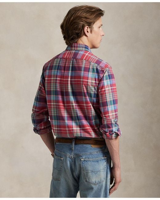 Polo Ralph Lauren Red Classic-fit Plaid Oxford Shirt for men