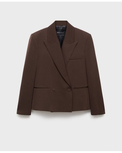 Mango Black Double-breasted Suit Jacket