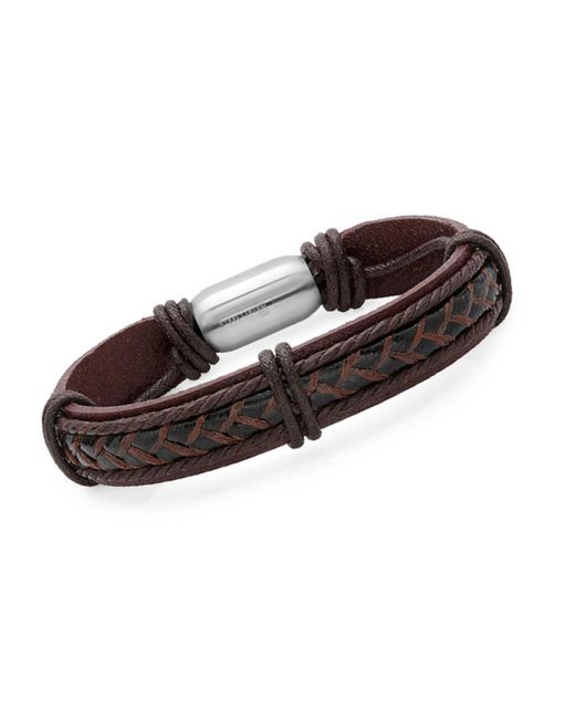 Steeltime Brown Leather String Design Bracelet for men