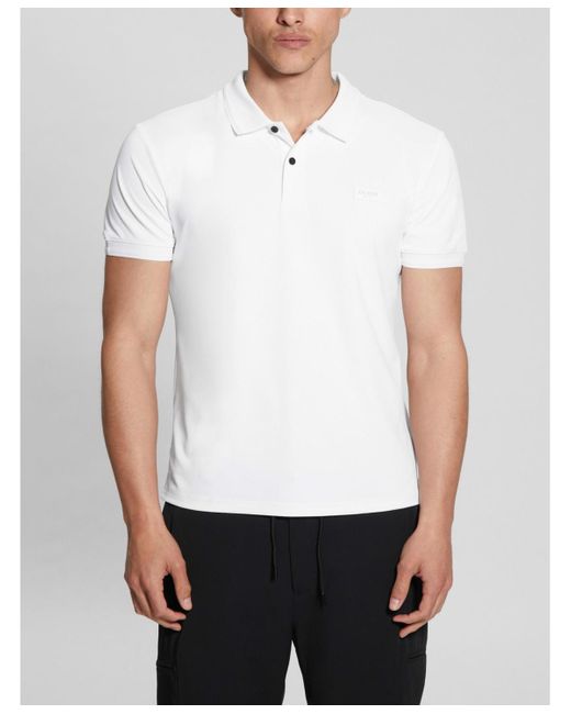 Guess White Tech-stretch Polo Shirt for men