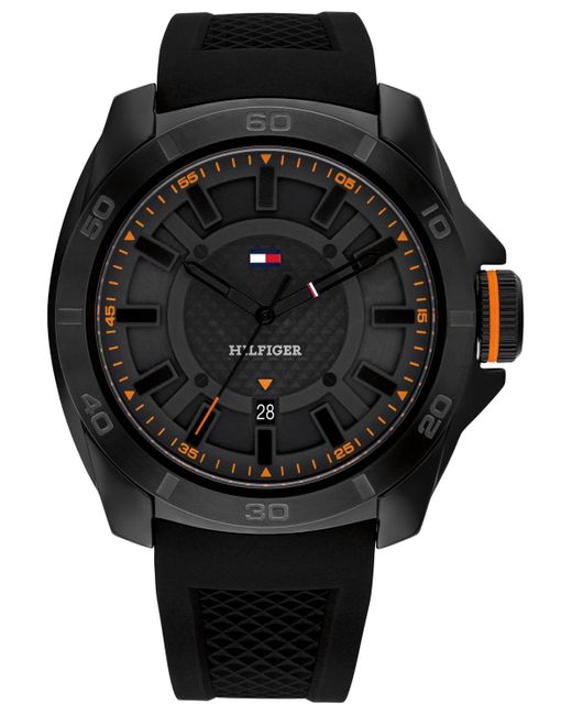 Tommy Hilfiger Black Quartz Silicone Watch 46mm for men