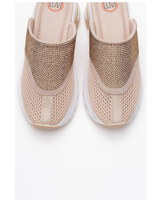 Prologue Shoes White Glea Mesh Rhinestone Mules ()