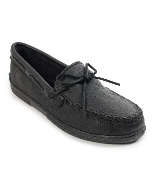 Minnetonka Black Moosehide Classic Loafers for men