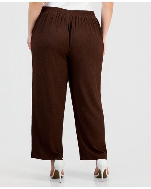Anne Klein Essentials Brown Plus Size Pull-on Pants