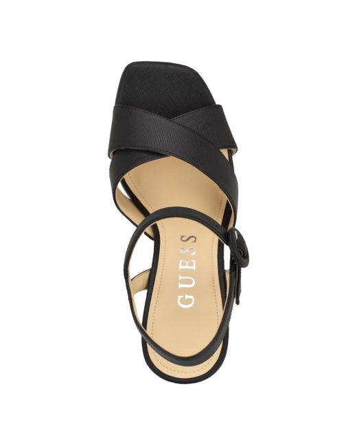 Guess Black Vallenn Platform Block Heel Dress Sandals