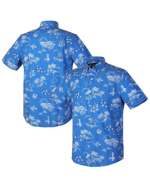 Reyn Spooner Blue Detroit Lions Throwback Kekai Performance Button-down Shirt for men