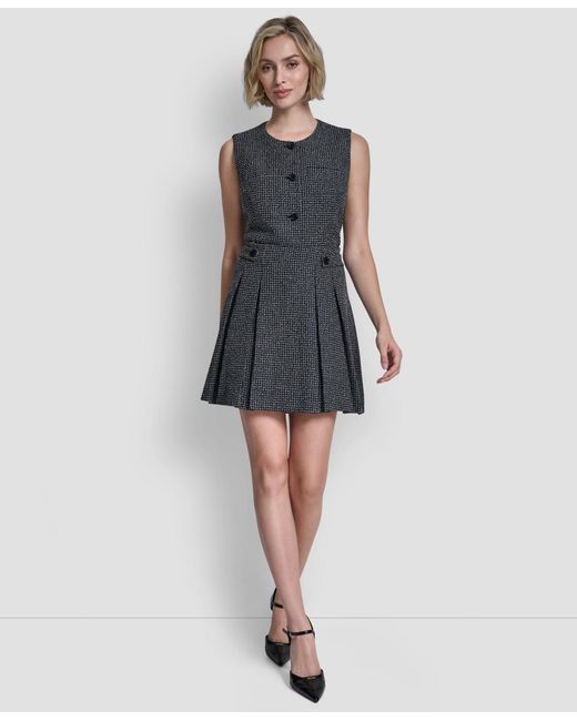 DKNY Black Pleated Zippered Mini Skirt