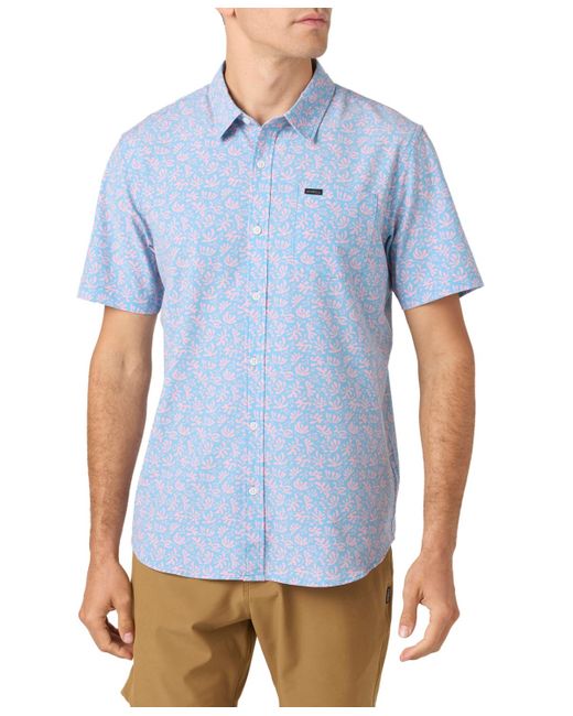 O'neill Sportswear Blue Traveler Upf Traverse Slub Short Sleeve Relaxed Shirt for men