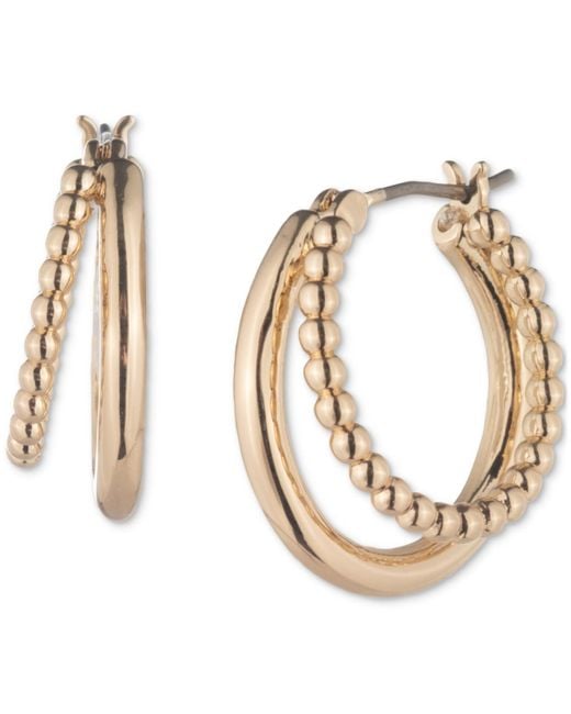 Ralph Lauren Metallic Small Beaded Split Hoop Earrings