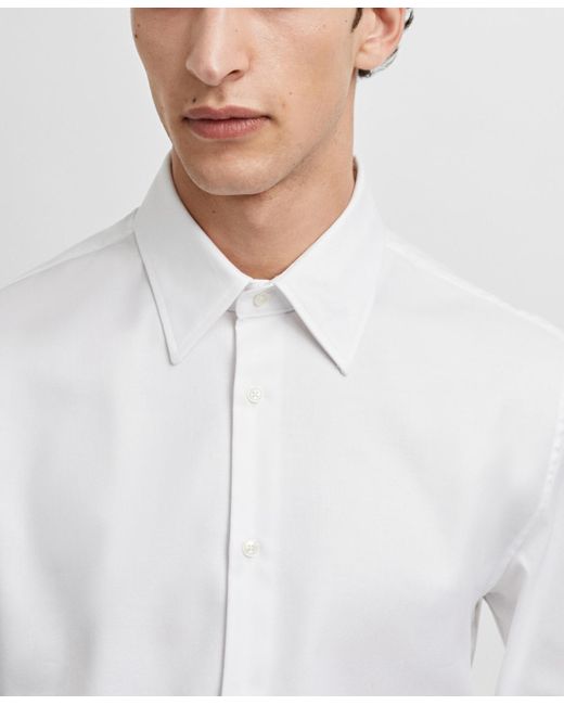 Mango White Regular-fit Structured Dress Shirt