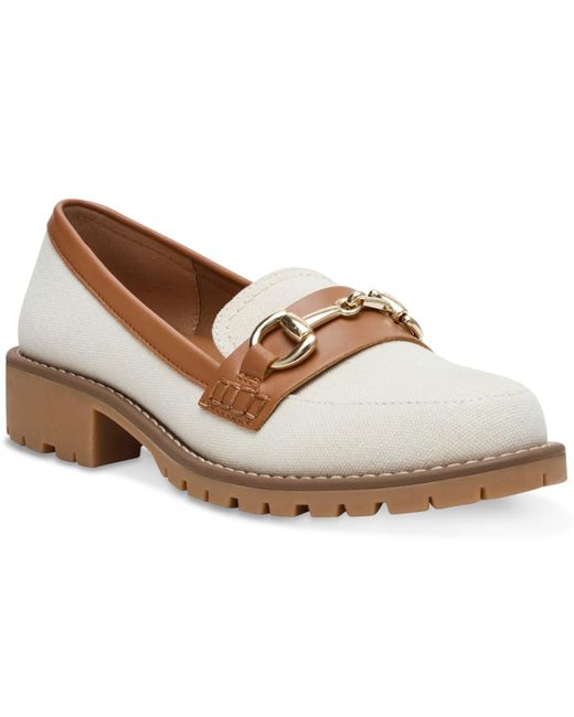 DV by Dolce Vita White Celeste Tailored Hardware Chain Lug Sole Loafers