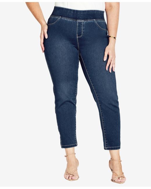 Avenue Blue Plus Size Butter Denim Pull On Tall Length Jeans