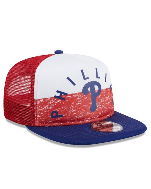 KTZ Red White/royal Philadelphia Phillies Team Foam Front A-frame Trucker 9fifty Snapback Hat for men