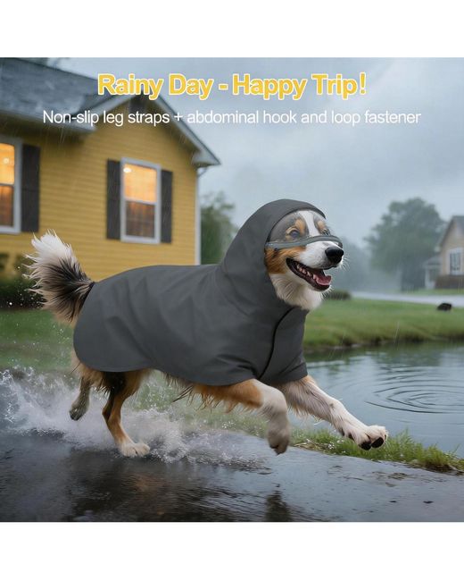 Aronkl Black Waterproof Windproof Dog Rain Jacket