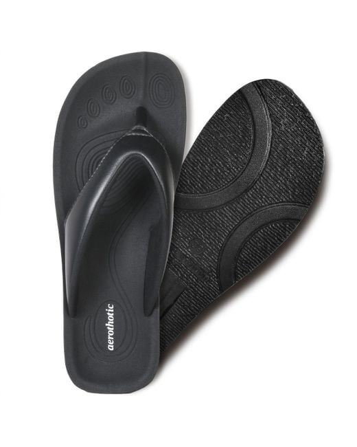AEROTHOTIC Black Ravine Orthotic Thong Sandals