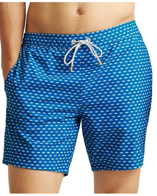 Bonobos Blue Dot-pattern Drawcord 7" Swim Trunks for men