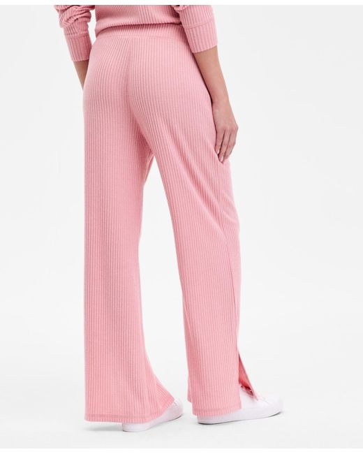 Nautica Pink Bib-collar Ribbed Sweatshirt