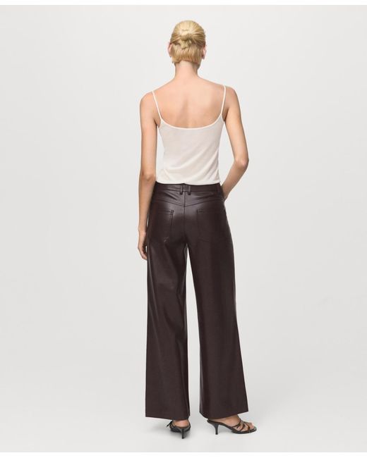 Mango Multicolor Leather-effect Straight Pants