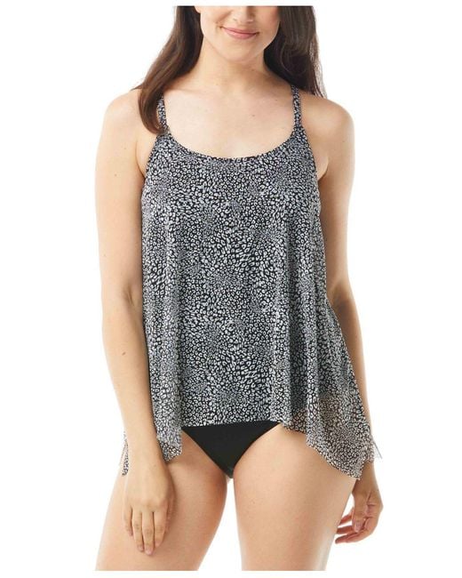 Coco Reef Current Mesh Bra-sized Tankini Top & Bottoms in Gray