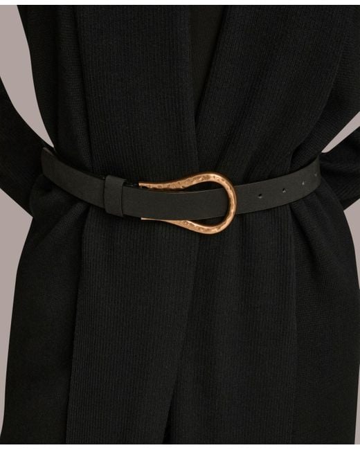 Donna Karan Black Belted Open-front Cardigan