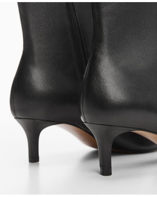Mango Kitten Heels Leather Boots in Black | Lyst