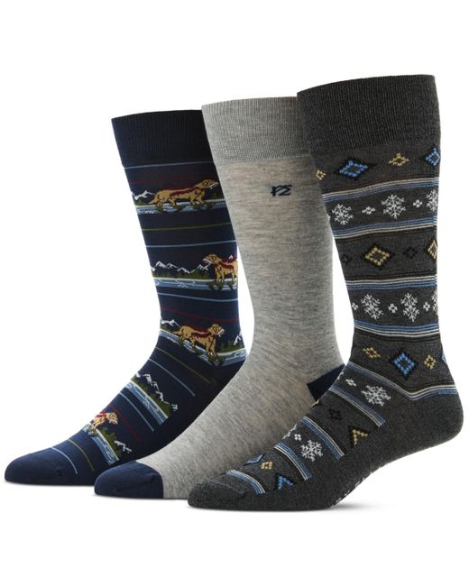 Perry Ellis Black 3pk. Mixed Patterned Socks for men