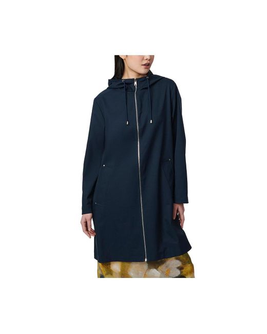 Bernardo Blue Hooded Mid Length Raincoat